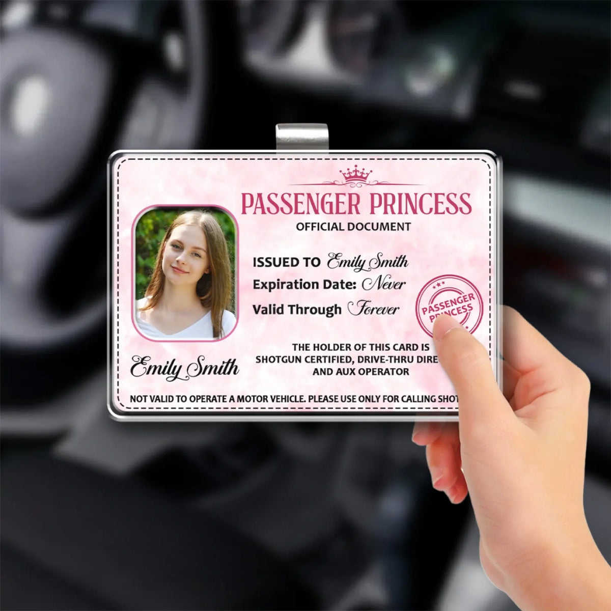 Passenger Princess - Personalized Acrylic Car Visor Clip