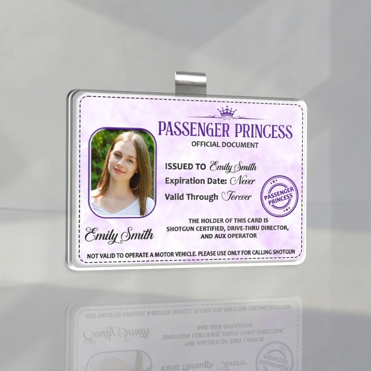 Passenger Princess - Personalized Acrylic Car Visor Clip