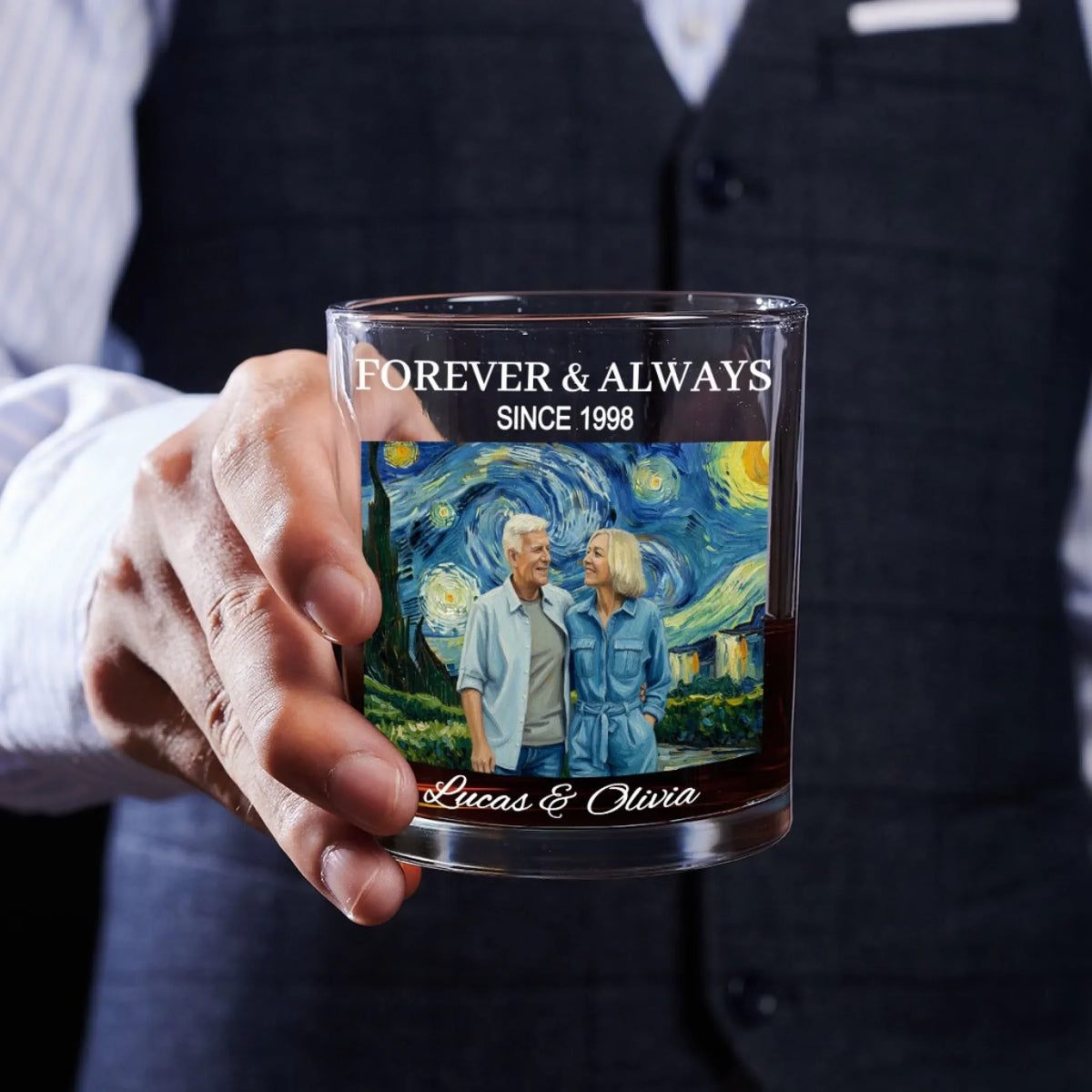 Custom Photo Christmas Birthday Drinkware Gifts for Pet Lovers • The Lovers - Personalized Whiskey Glass
