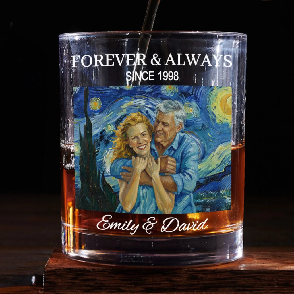 Custom Photo Christmas Birthday Drinkware Gifts for Pet Lovers • The Lovers - Personalized Whiskey Glass