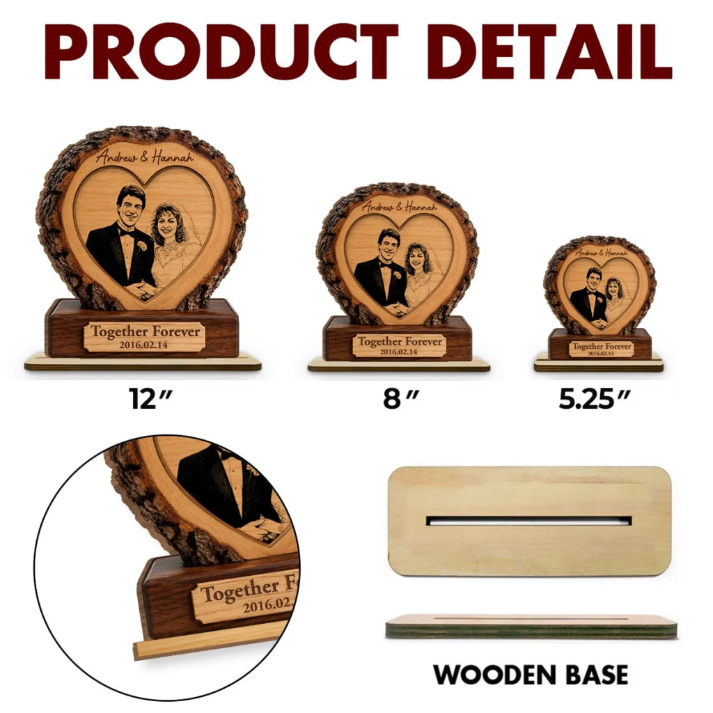 Custom Couple's Decor, Anniversary & Wedding Gift • Happily Ever After - Personalized 2-Layer Wood Plaque With Flat Base