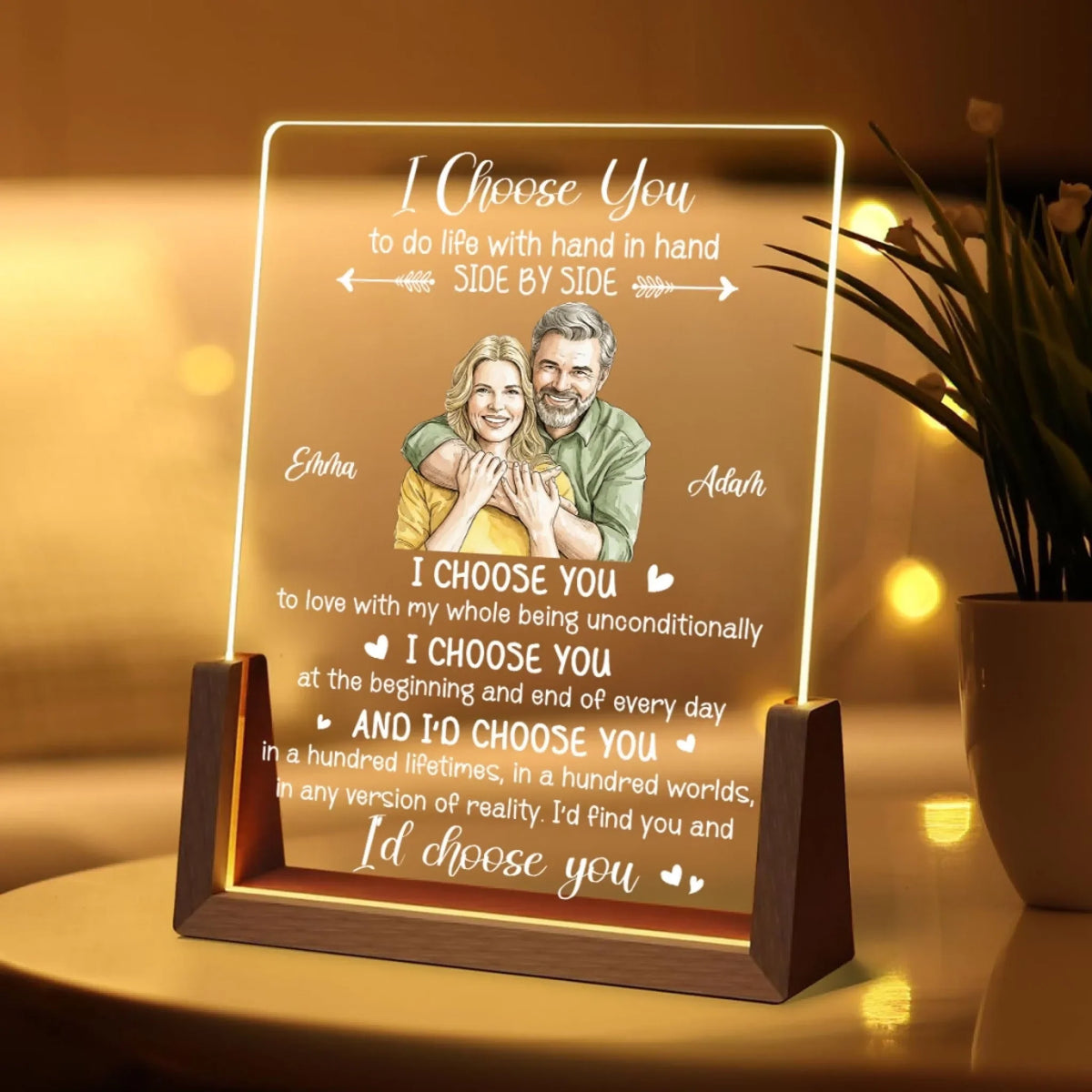 Custom Photo Couple Gift for Anniversary, Valentine's Day, Christmas • My Love My Choice - Personalized Night Light