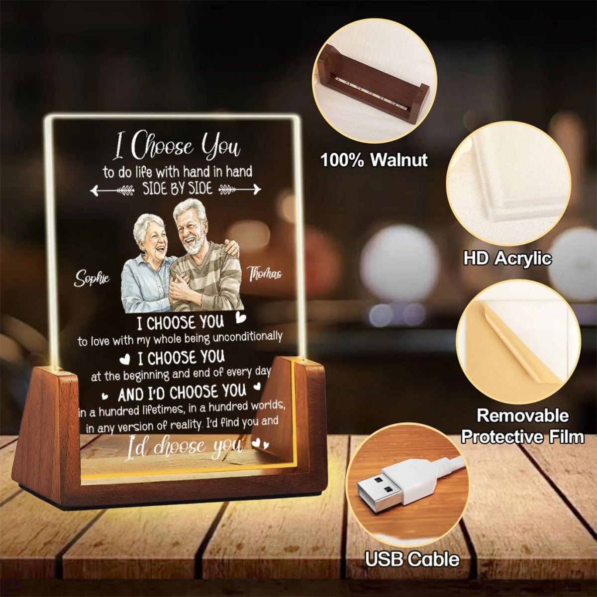 Custom Photo Couple Gift for Anniversary, Valentine's Day, Christmas • My Love My Choice - Personalized Night Light
