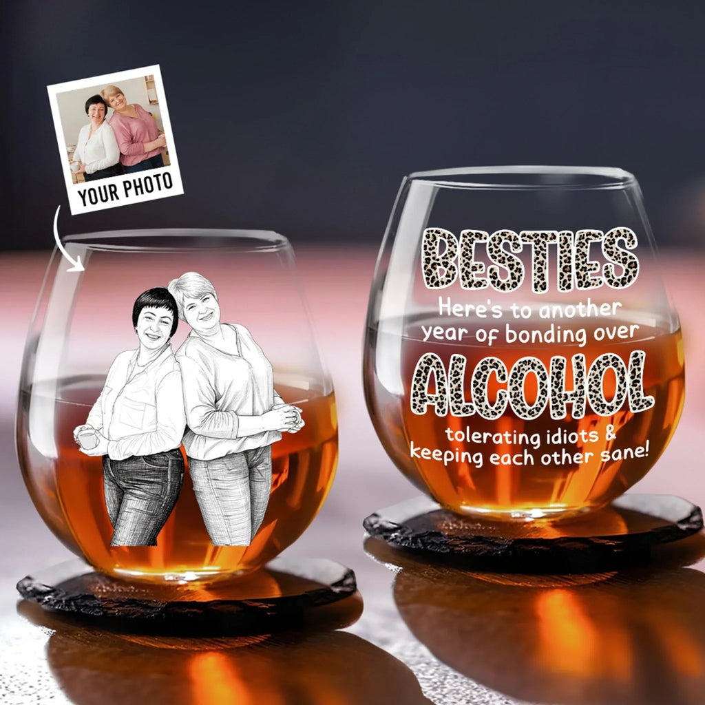 Alcohol Tolerating Sketch Version - Personalized Wine Glass