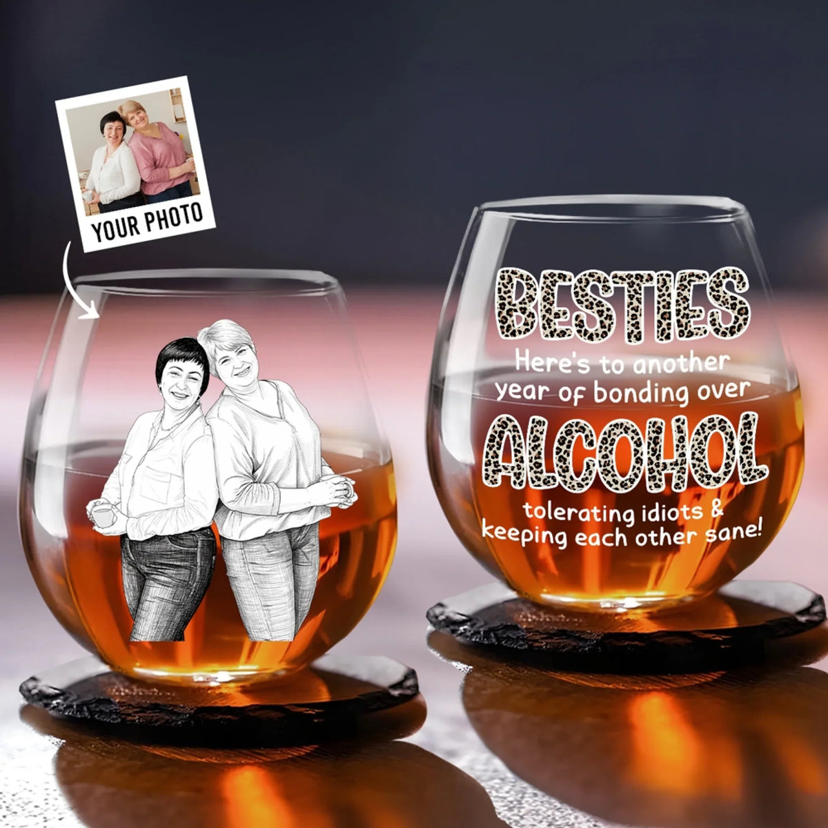 Alcohol Tolerating Sketch Version - Personalized Wine Glass