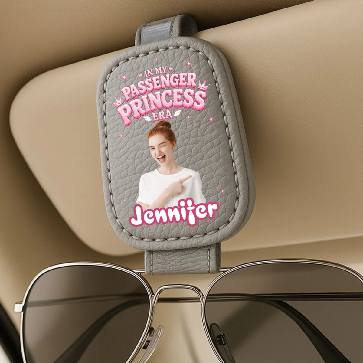 Passenger Princess Energy - Personalized Sunglasses Holder For Car Visor