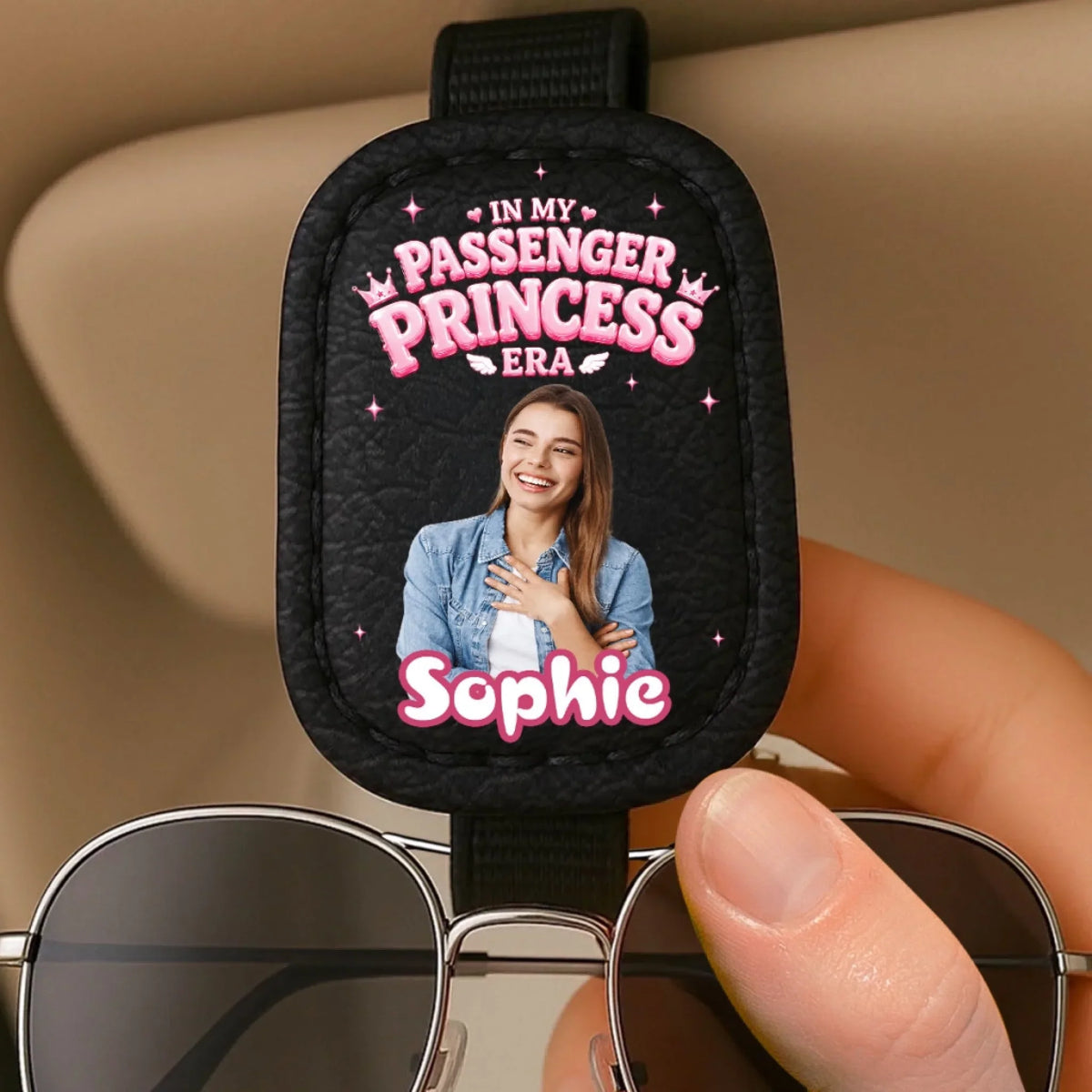 Passenger Princess Energy - Personalized Sunglasses Holder For Car Visor