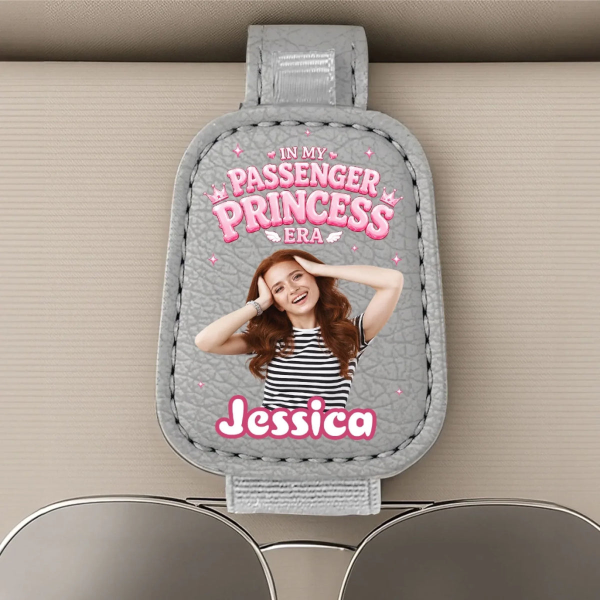Passenger Princess Energy - Personalized Sunglasses Holder For Car Visor