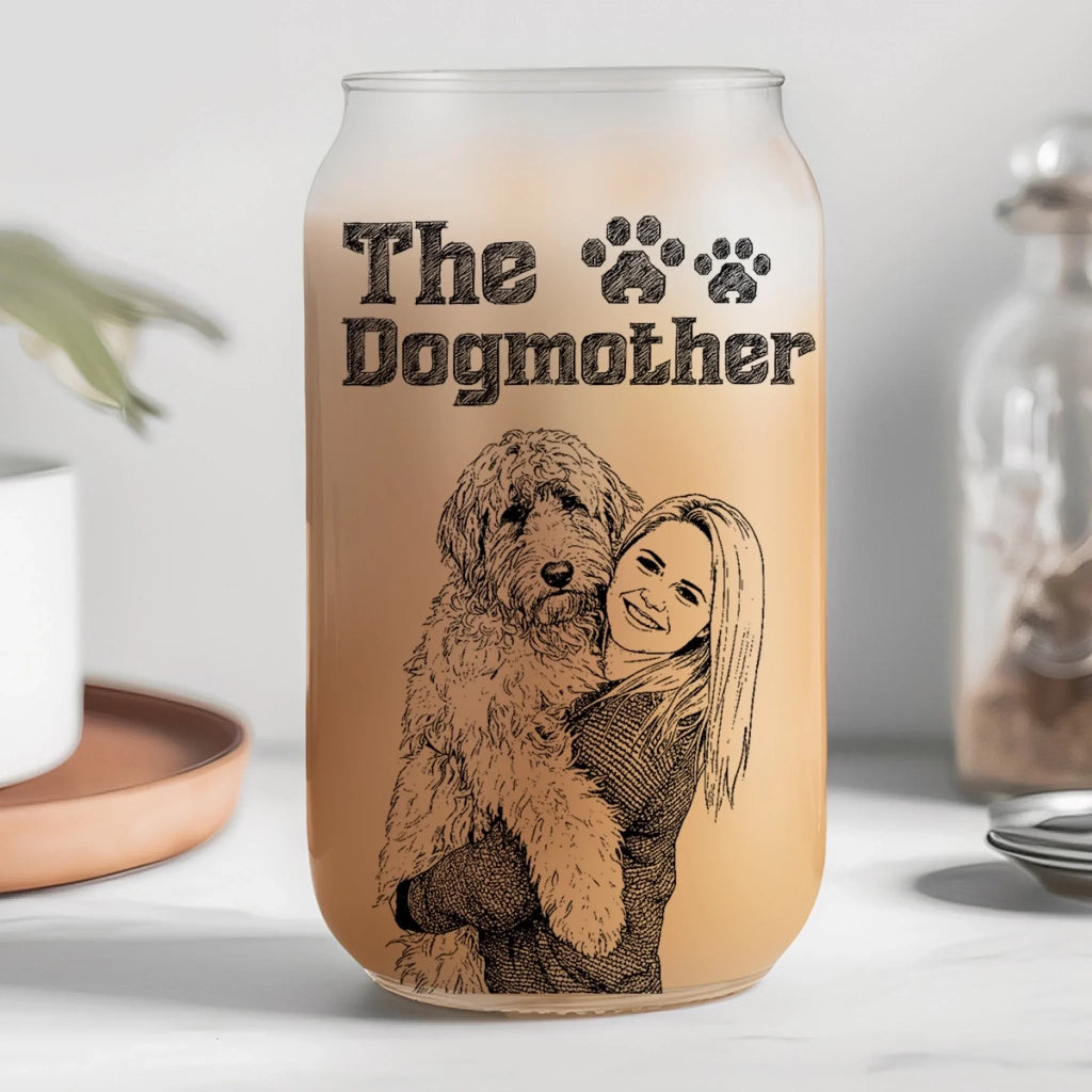 The Dogmother - Personalized Ombre Frosted Glass Can