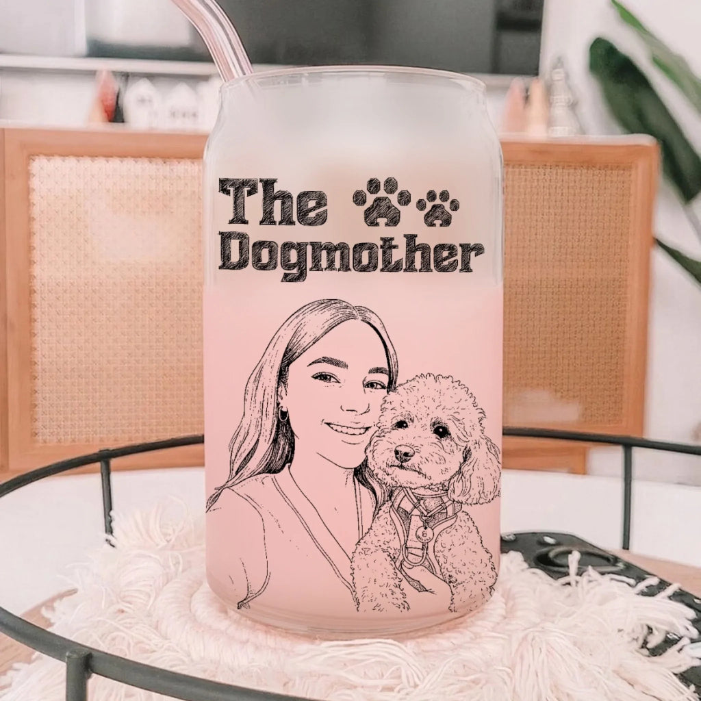 The Dogmother - Personalized Ombre Frosted Glass Can