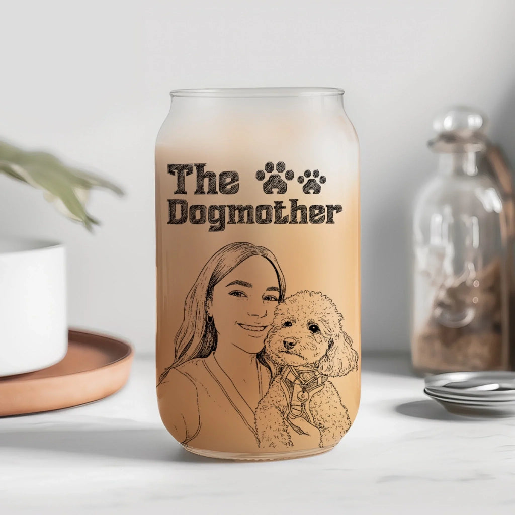 The Dogmother - Personalized Ombre Frosted Glass Can