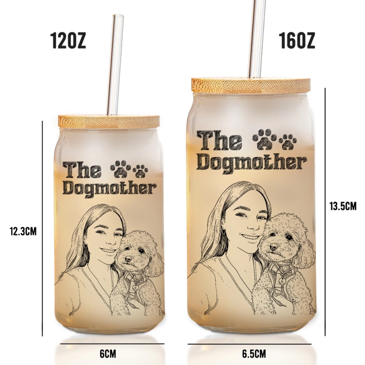 The Dogmother - Personalized Ombre Frosted Glass Can