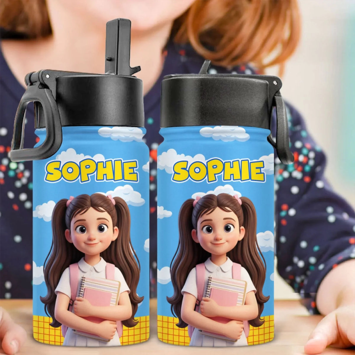 Back To School Story - Personalized Kids Water Bottle