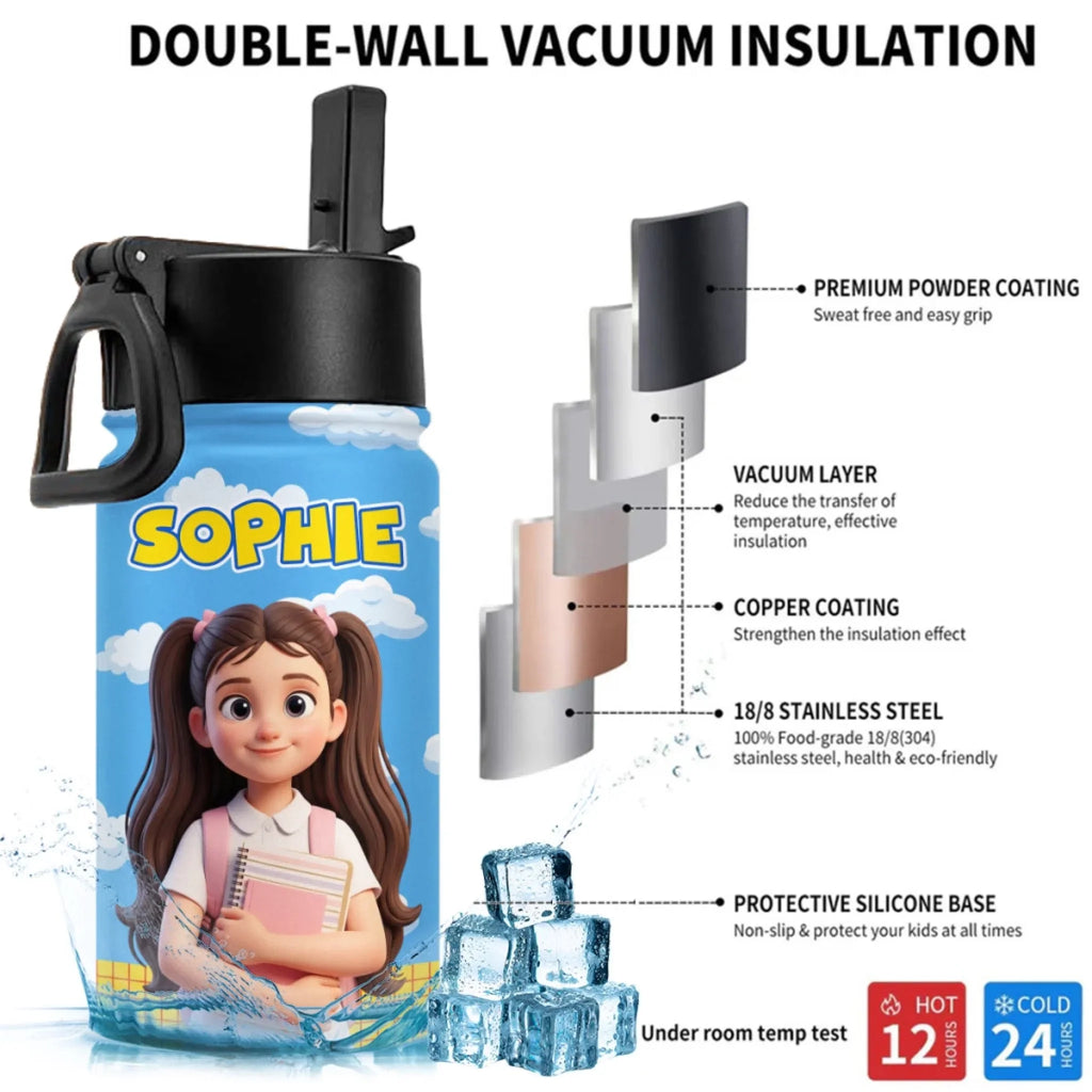 Back To School Story - Personalized Kids Water Bottle