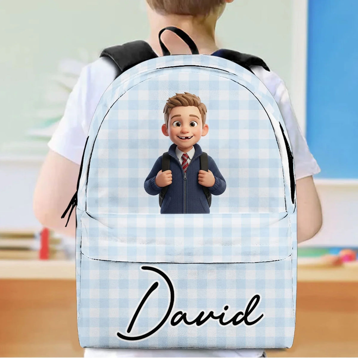 Kid Face Name Back To School - Personalized Backpack
