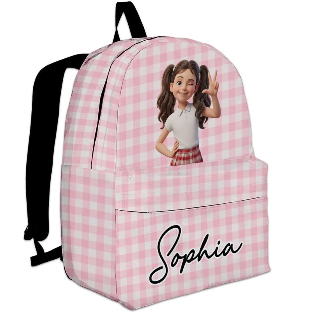 Kid Face Name Back To School - Personalized Backpack