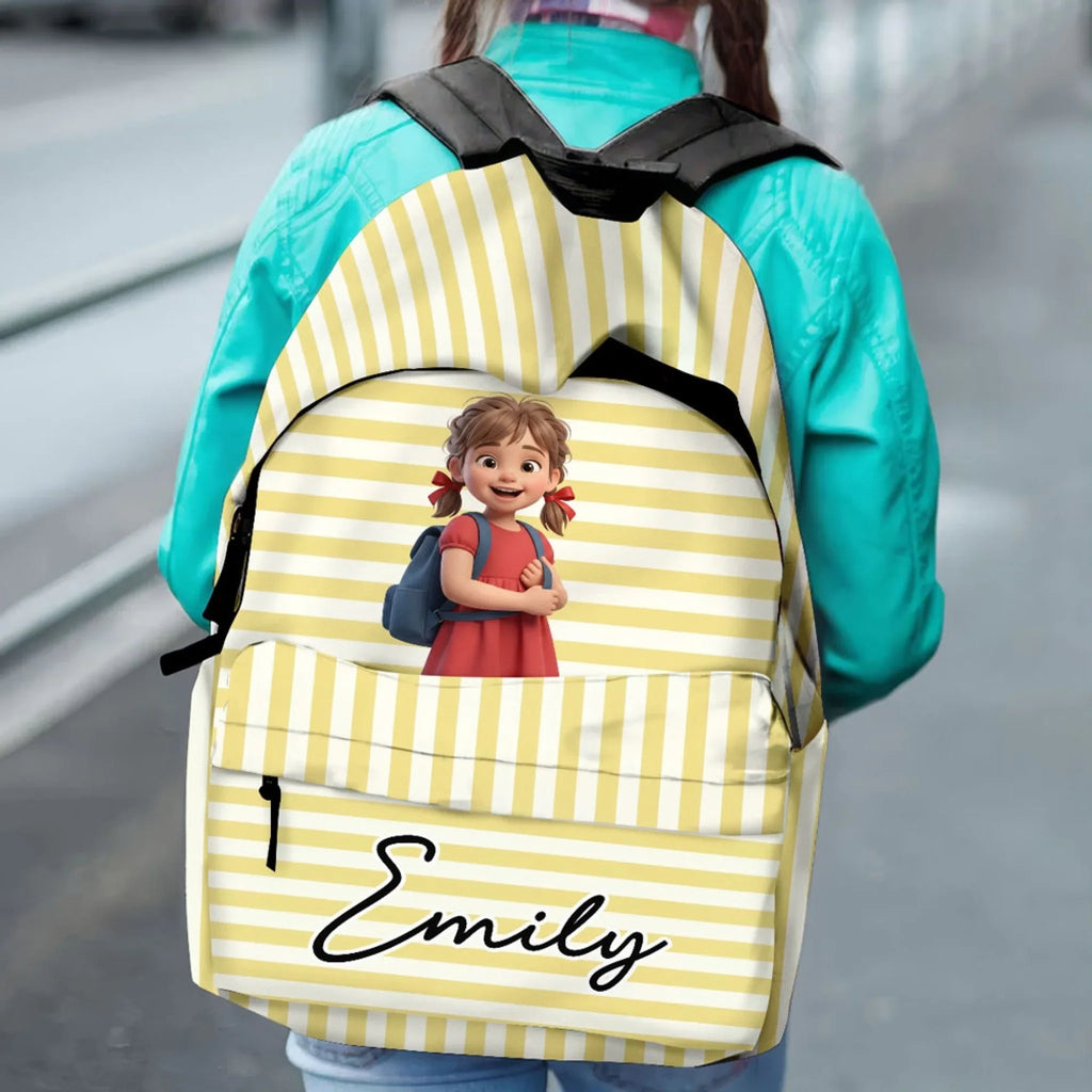 Kid Face Name Back To School - Personalized Backpack