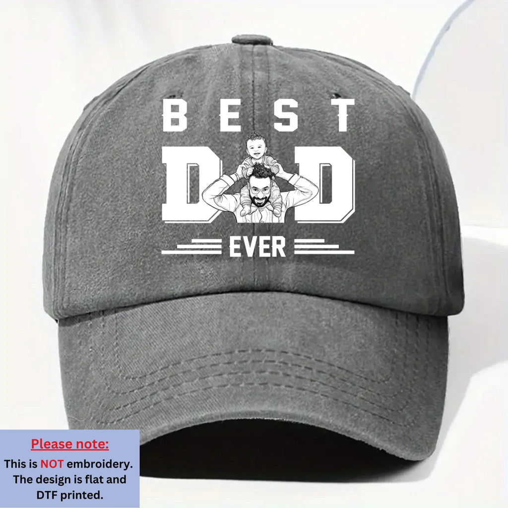 Custom Father's Day Christmas Birthday Gifts for Dad • Best Father Ever - Personalized Vintage Washed Denim Cap