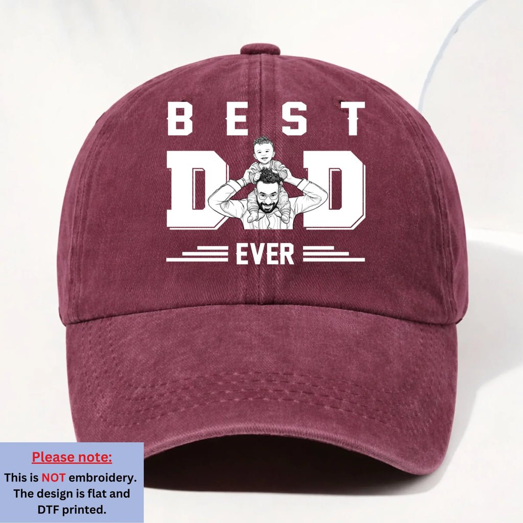 Custom Father's Day Christmas Birthday Gifts for Dad • Best Father Ever - Personalized Vintage Washed Denim Cap