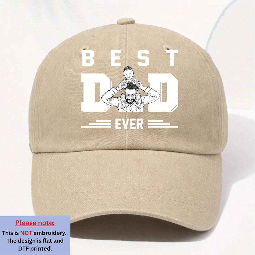 Custom Father's Day Christmas Birthday Gifts for Dad • Best Father Ever - Personalized Vintage Washed Denim Cap