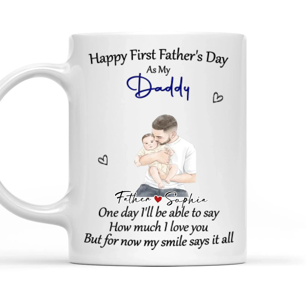 Custom Photo First Father's Day, Christmas Gift for New Dad • First Year With Baby - Personalized Coffee Mug