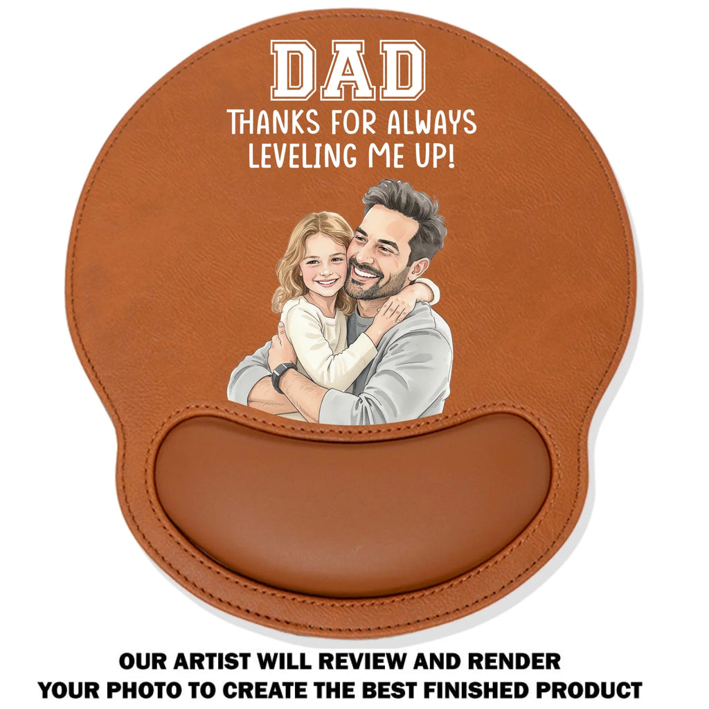 Leveling Me Up - Personalized Leather Mouse Pad
