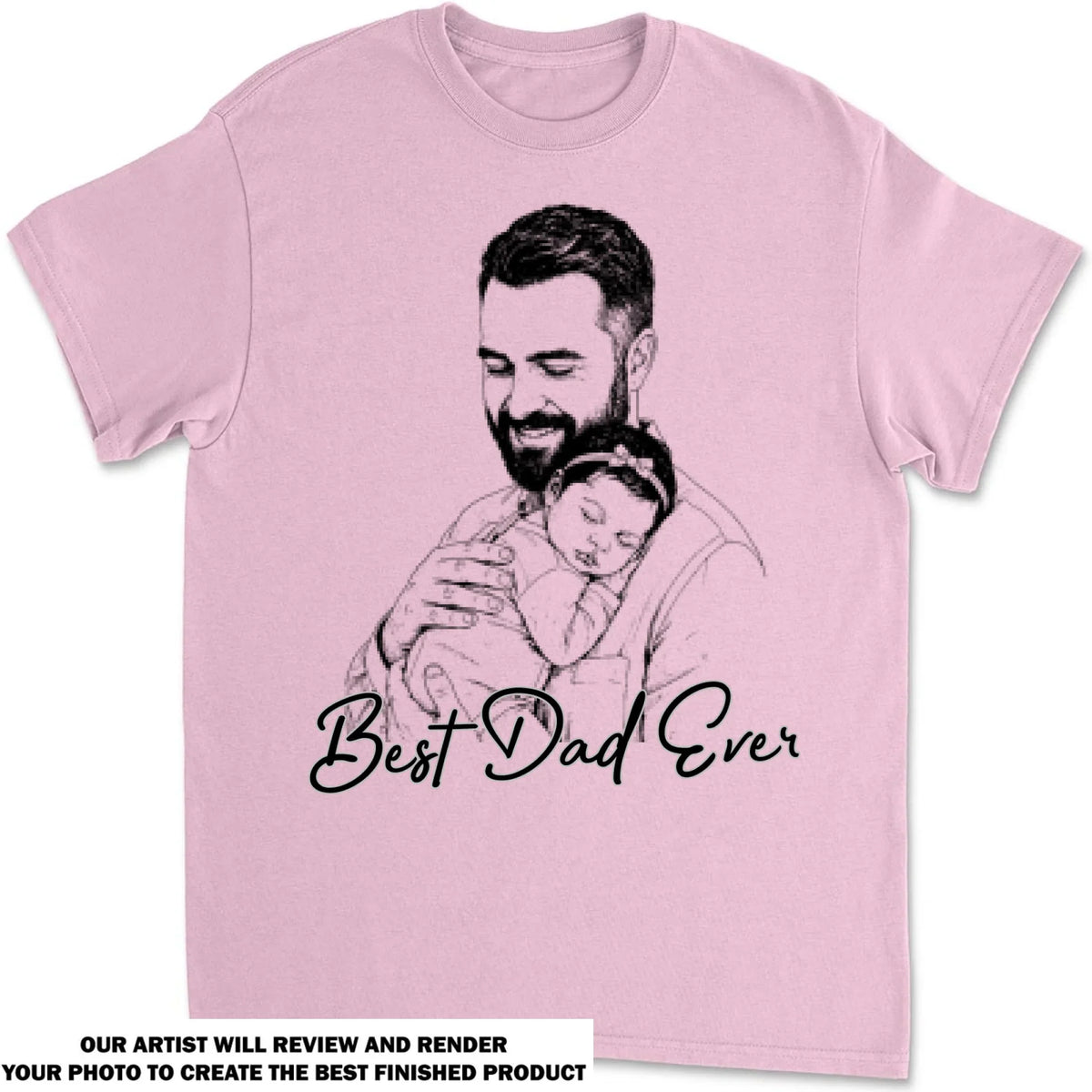 Custom Photo Sketch Line Art Father's Day, Special Gift for Dad & Grandpa • Pencil Sketch Best Dad Grandpa Ever - Personalized Shirt