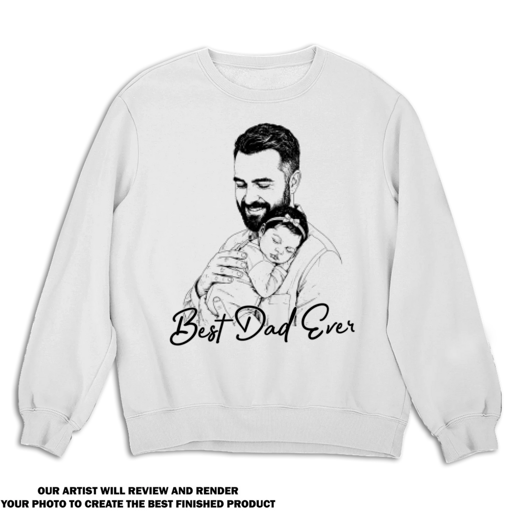 Custom Photo Sketch Line Art Father's Day, Special Gift for Dad & Grandpa • Pencil Sketch Best Dad Grandpa Ever - Personalized Shirt