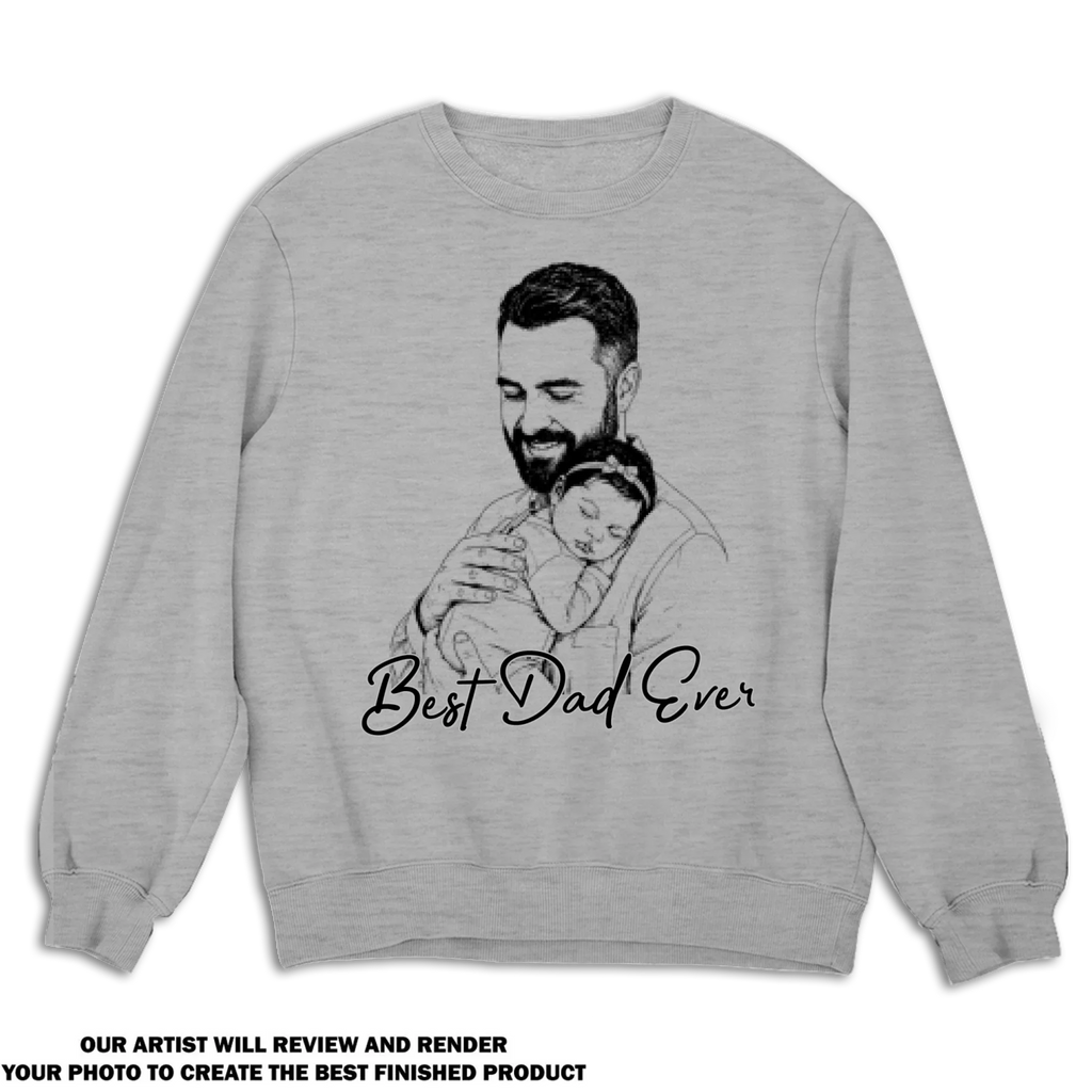 Custom Photo Sketch Line Art Father's Day, Special Gift for Dad & Grandpa • Pencil Sketch Best Dad Grandpa Ever - Personalized Shirt