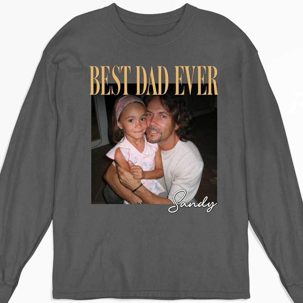 Custom Photo Father's Day, Special Gift for Dad & Grandpa • Vintage Style Best Dad Ever - Personalized Shirt