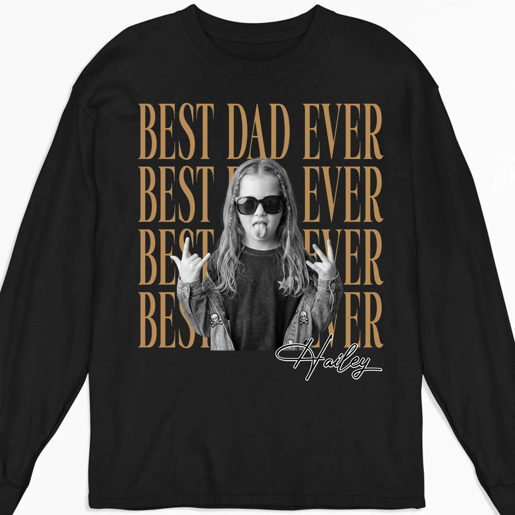 Custom Photo Christmas Anniversary Keepsake Gifts For Husband • Dad And Kid Minimalist - Personalized Shirt