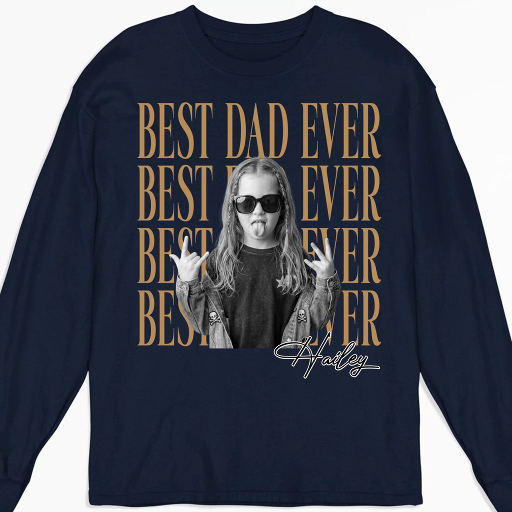 Custom Photo Christmas Anniversary Keepsake Gifts For Husband • Dad And Kid Minimalist - Personalized Shirt