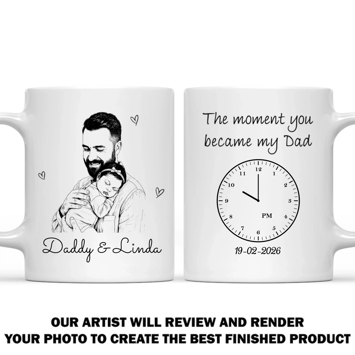Custom Photo First Father's Day, Christmas Gift for New Dad • Daddy From That Moment - Personalized Coffee Mug