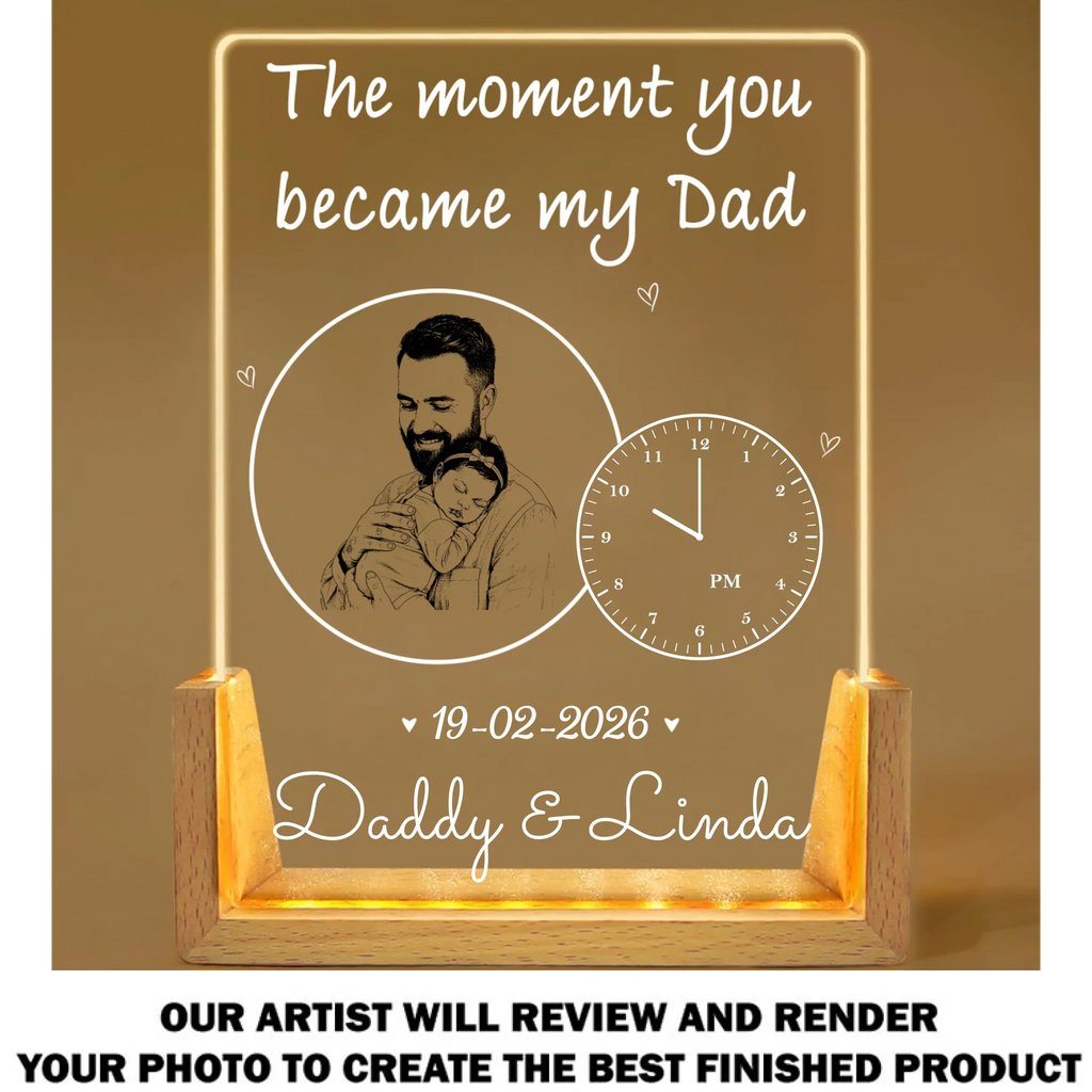Custom Photo First Father's Day Gift for New Dads • Daddy From That Moment 2 - Personalized Night Light
