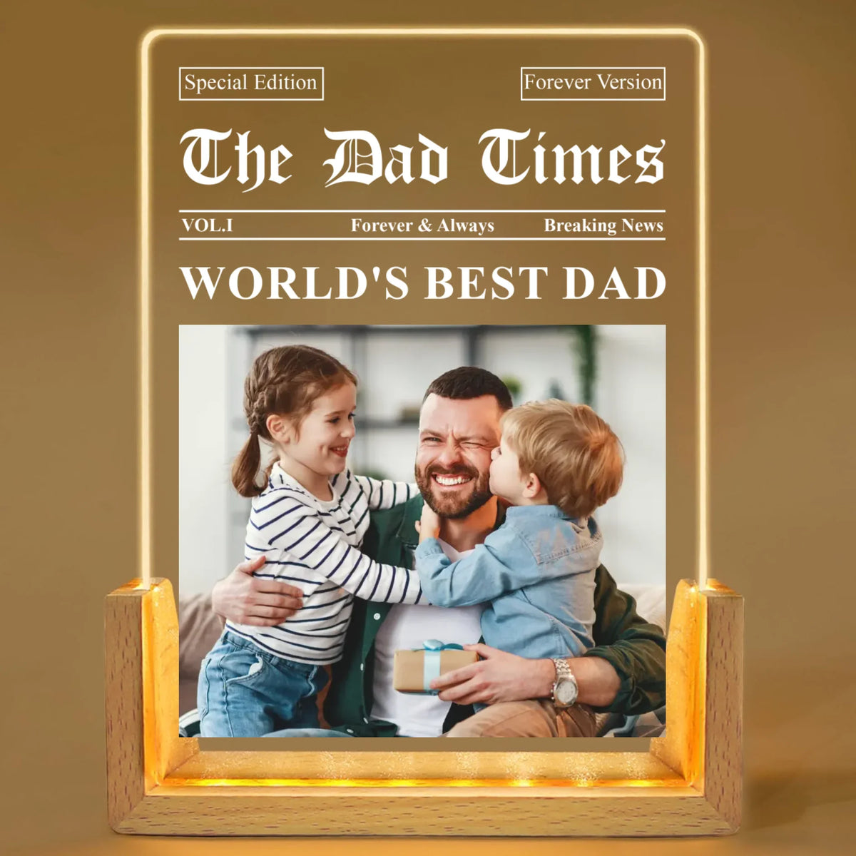 Custom Photo Father's Day Gift for Dad Grandpa • The Dad Times 2 - Personalized Night Light