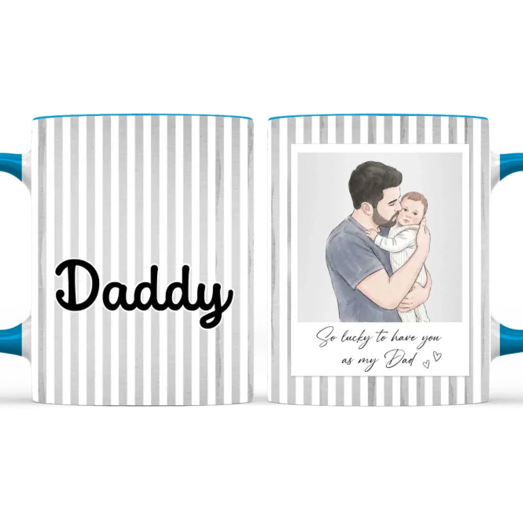 Custom Photo Anniversary Keepsake Gifts For Couple • Lucky To Call You Dad - Personalized Accent Mug