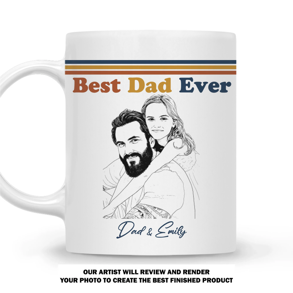 Custom Photo Father's Day, Special Gift for Dad & Grandpa • Best Dad Ever Retro Style - Personalized Coffee Mug