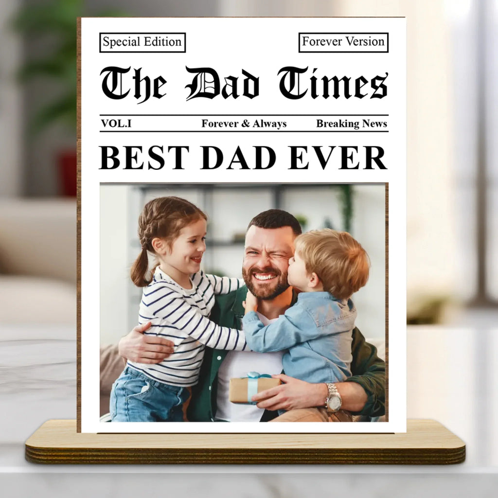 Custom Father's Day Decor, Gift for Dad & Grandpa • Special Edition - Personalized 2-Layer Wood Plaque With Flat Base