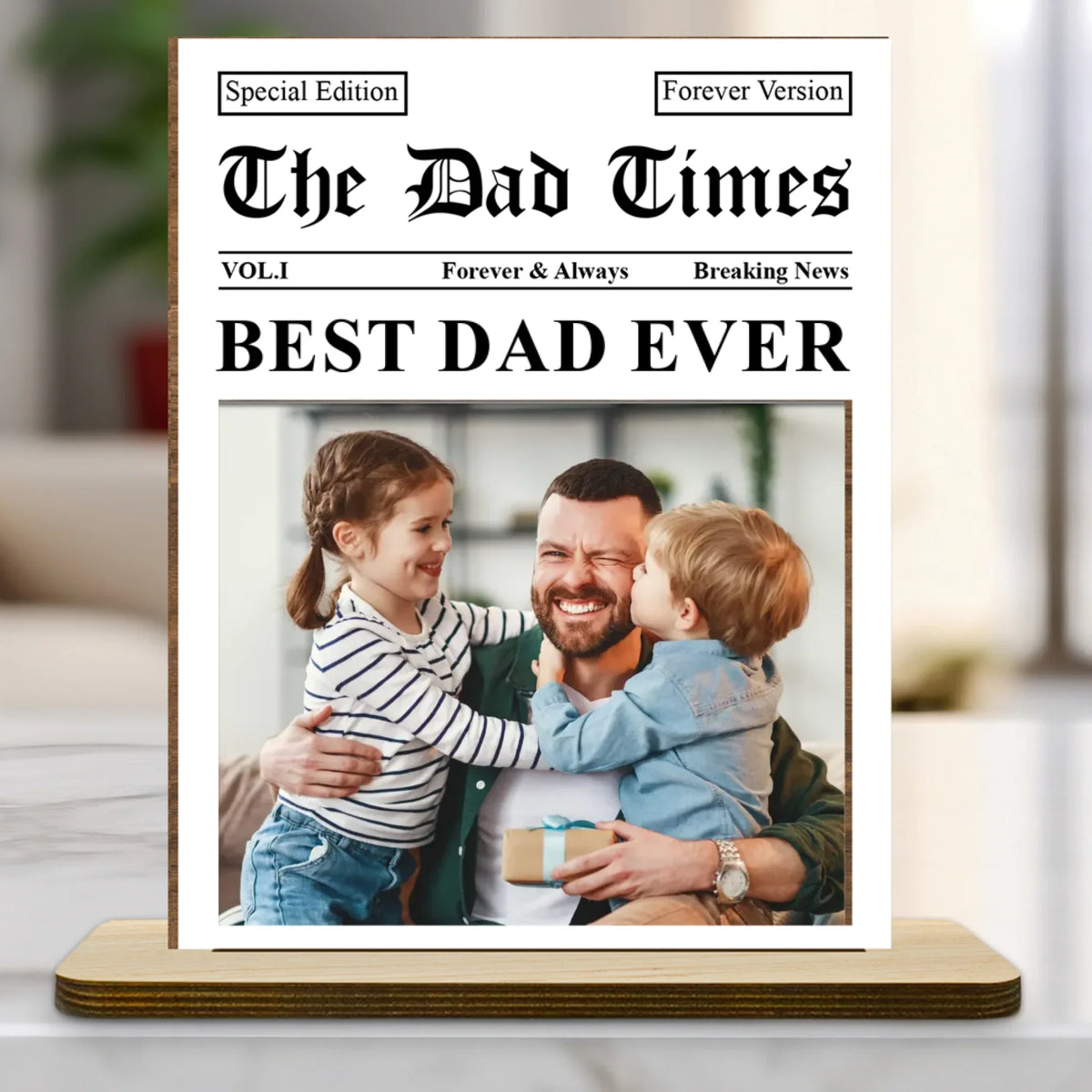 Custom Father's Day Decor, Gift for Dad & Grandpa • Special Edition - Personalized 2-Layer Wood Plaque With Flat Base