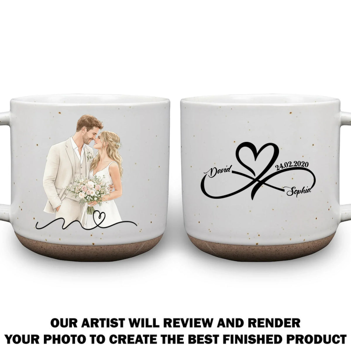 Custom Photo Anniversary Keepsake Gifts For Couple • First Kiss Forever Sips - Personalized Pottery Mug