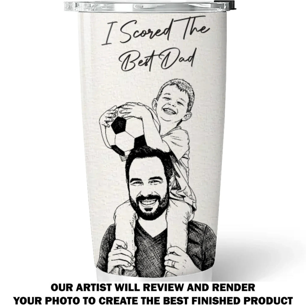 Custom Photo Christmas Birthday Gifts For Dad • Scored The Best Dad - Personalized Tumbler