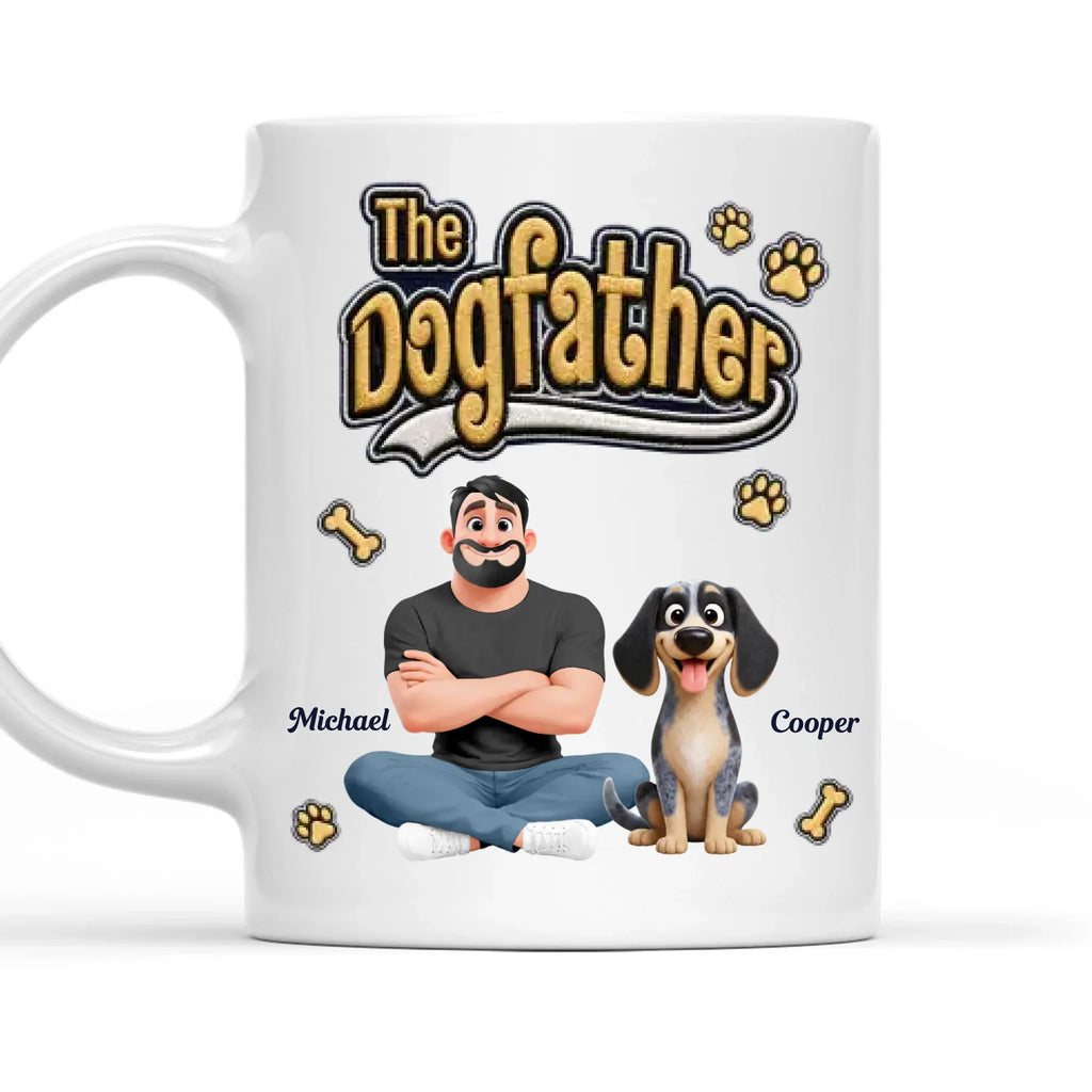 Custom Christmas & Birthday Keepsake Gift • Stylized Dad And His Dog - Personalized 3D Effect Coffee Mug