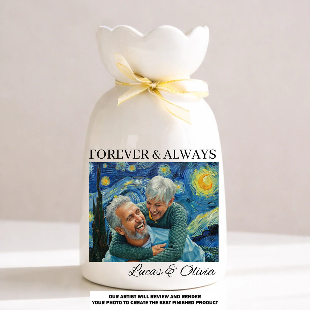 Forever And Always - Personalized Ribbon Tie Flower Vase