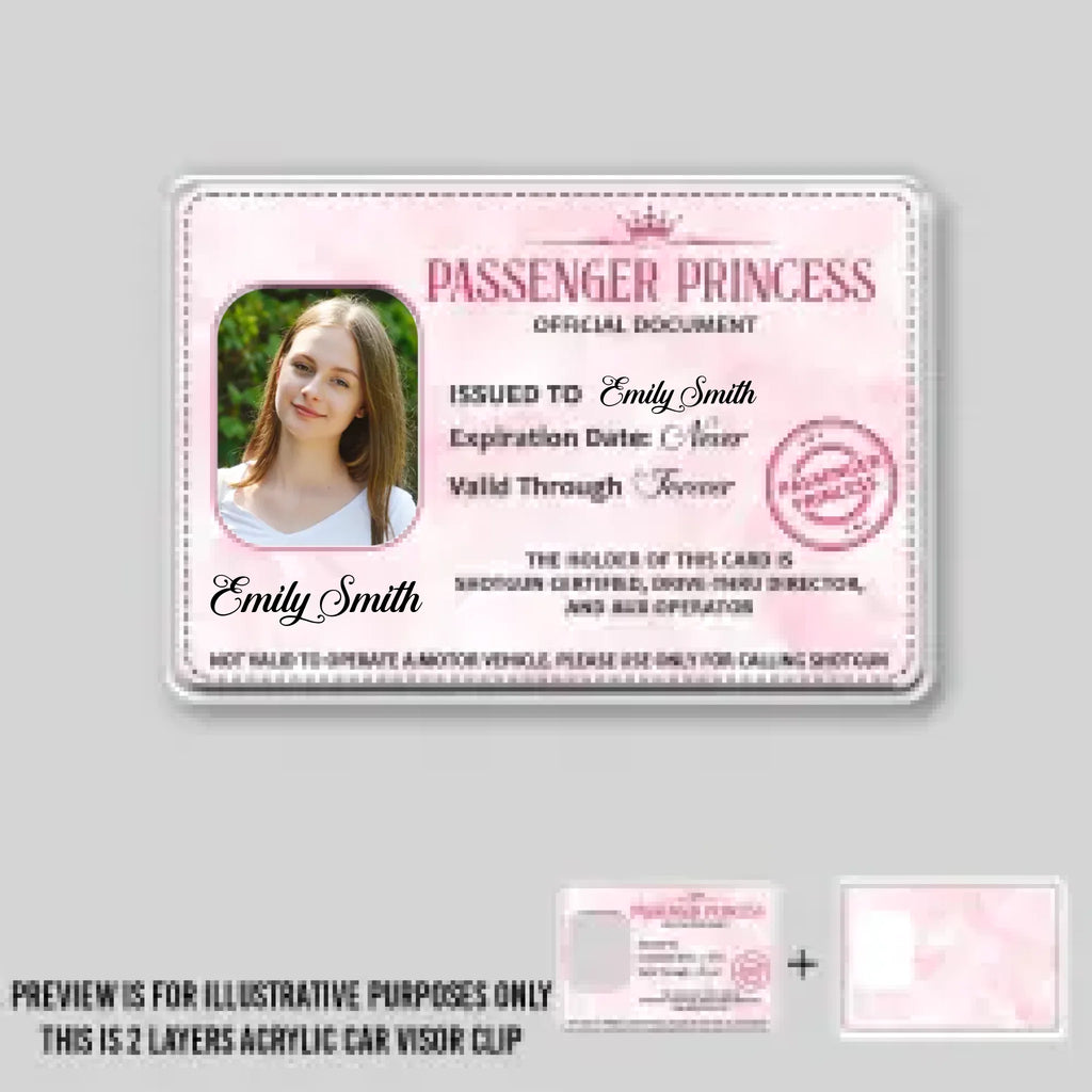 Passenger Princess - Personalized Acrylic Car Visor Clip