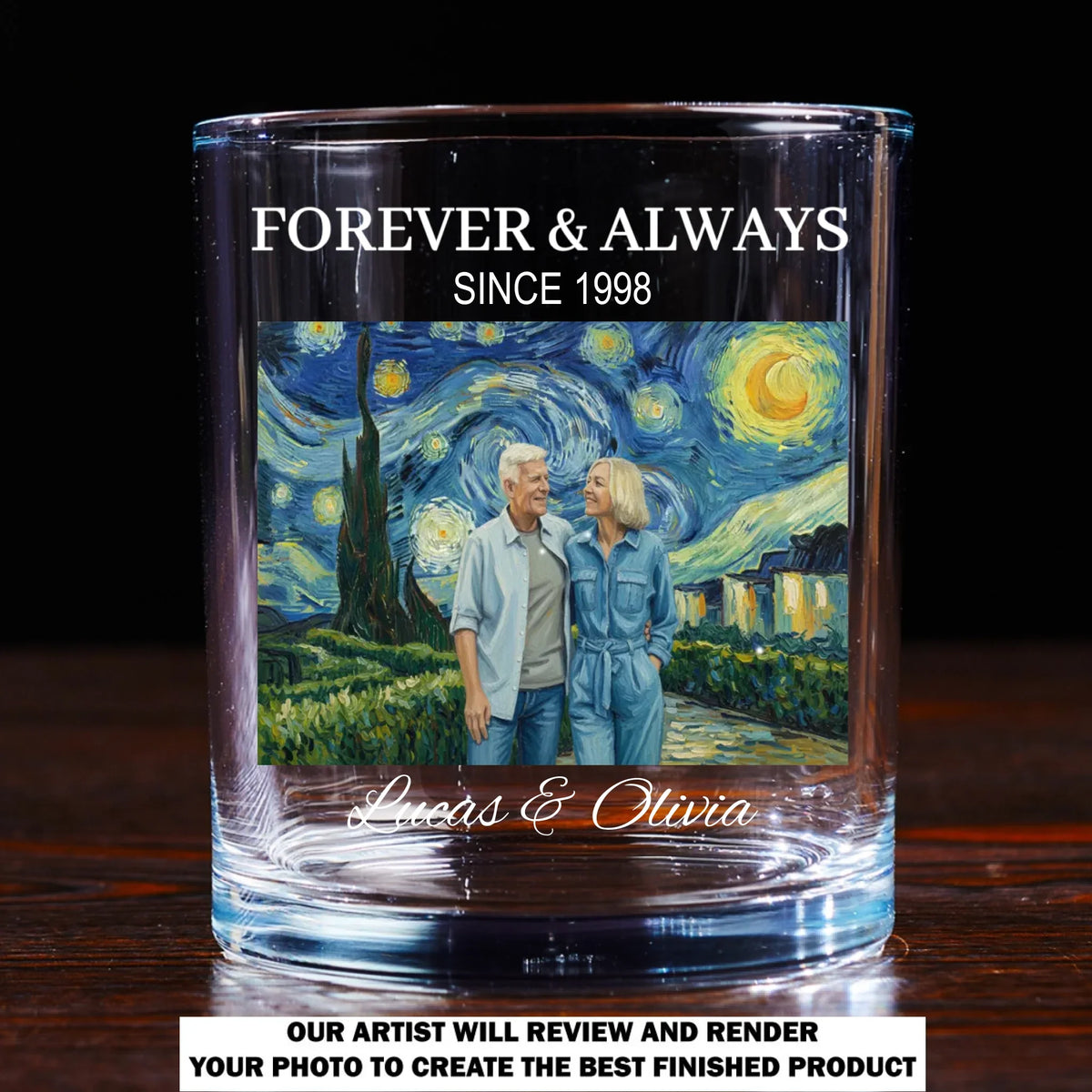 Custom Photo Christmas Birthday Drinkware Gifts for Pet Lovers • The Lovers - Personalized Whiskey Glass