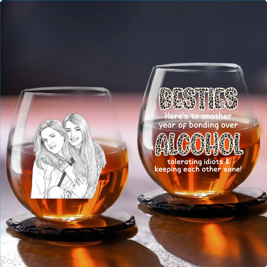 Alcohol Tolerating Sketch Version - Personalized Wine Glass