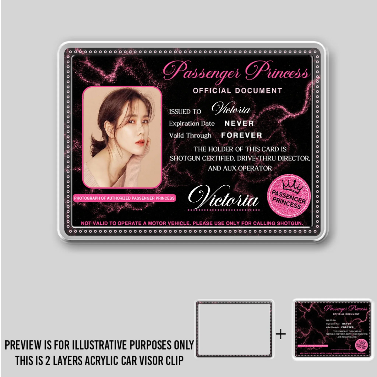 Princess On Board Always - Personalized Acrylic Car Visor Clip