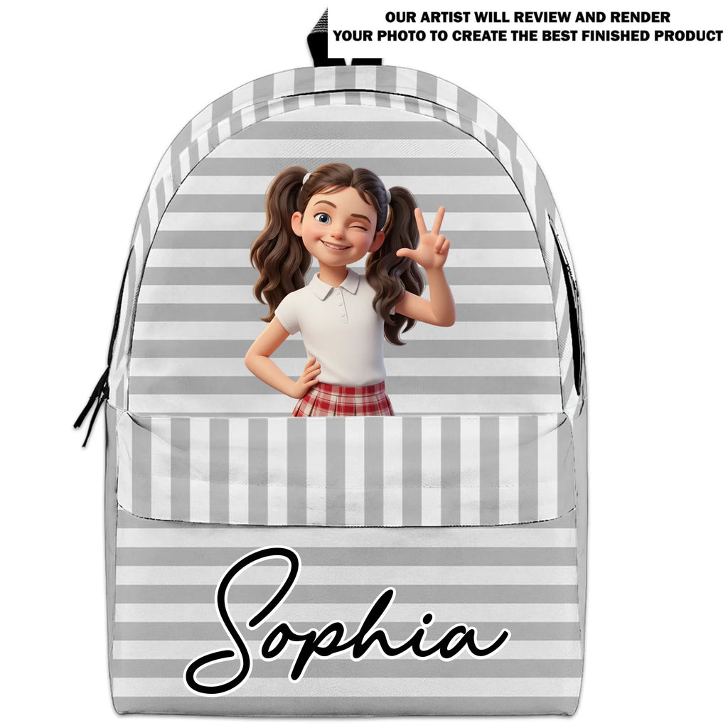 Kid Face Name Back To School - Personalized Backpack