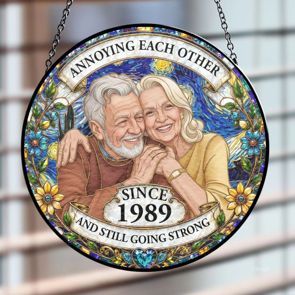 Custom Photo Couple Hanging Decor, Anniversary Valentine's Day Gifts • photo Couple Family - Personalized Window Hanging Suncatcher
