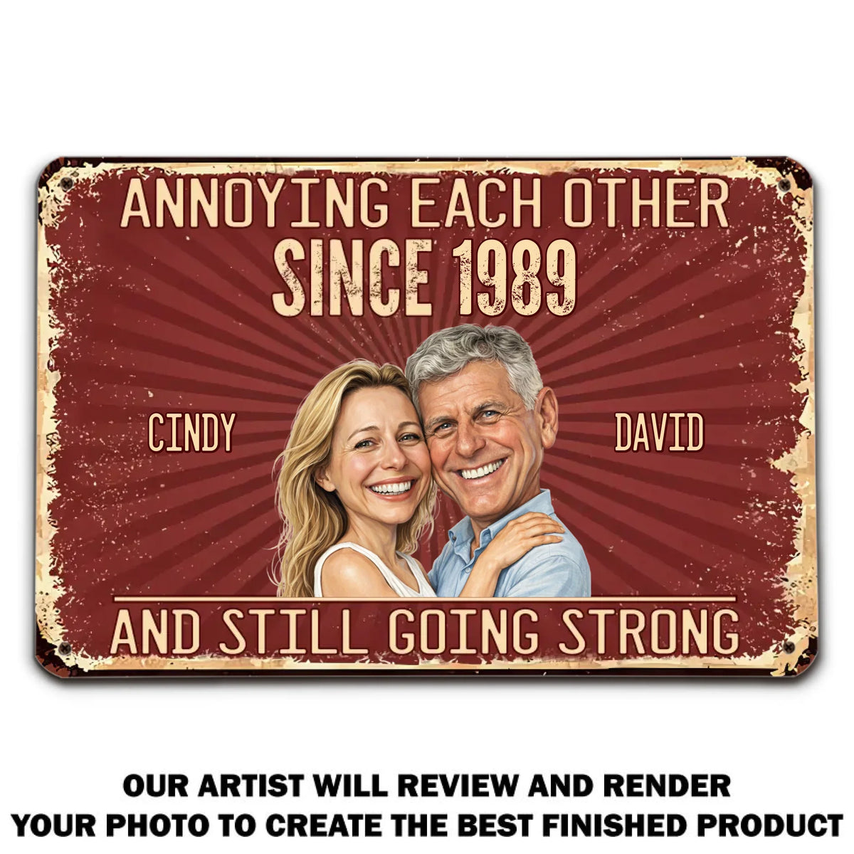 Custom Photo Couple Anniversary Wall Decor Keepsake Gift • Loving You - Personalized Metal Sign
